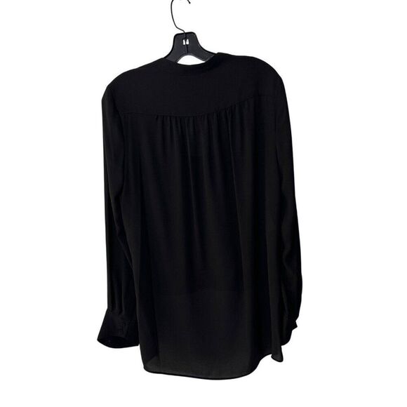 BCBGMAXAZRIA Womens Long Sleeve Draped Black Blouse Size M - Picture 4 of 7